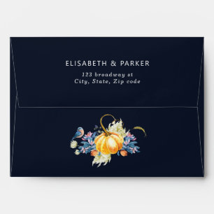 Fall Floral Pumpkin Wedding Return Address Envelope