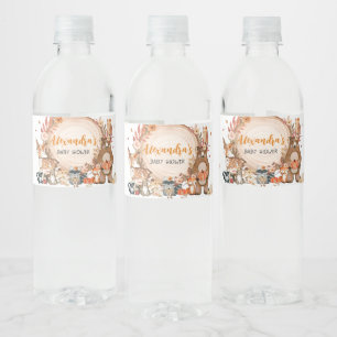 Fall Floral Pumpkin Woodland Baby Shower Water Bottle Label