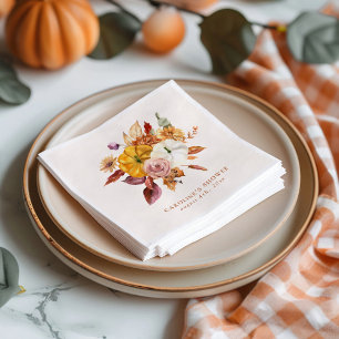 Fall Floral & Pumpkins Baby Shower Napkin