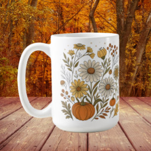 Fall Floral Pumpkins Wildflowers Decor Coffee Mug