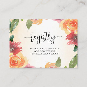 Fall Floral Registry Bridal Shower Enclosure Card