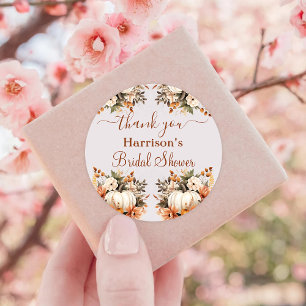 Fall  Floral Rustic Bridal Shower Favour  Classic Round Sticker