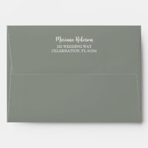Fall Floral Sage Green Wedding Envelope