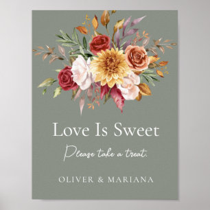 Fall Floral Sage Green Wedding Love Is Sweet Sign