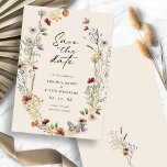 Fall Floral Save The Date Flat Card<br><div class="desc">Fall Floral Save The Date Flat Card. This stylish & elegant save the date announcement card features gorgeous hand-painted watercolor wildflowers arranged as a lovely wreath perfect for spring,  summer,  or fall weddings. Find matching items in the Boho Wildflower Wedding Collection.</div>