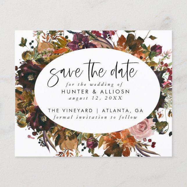 Fall Floral Save the Date Flyer (Front)