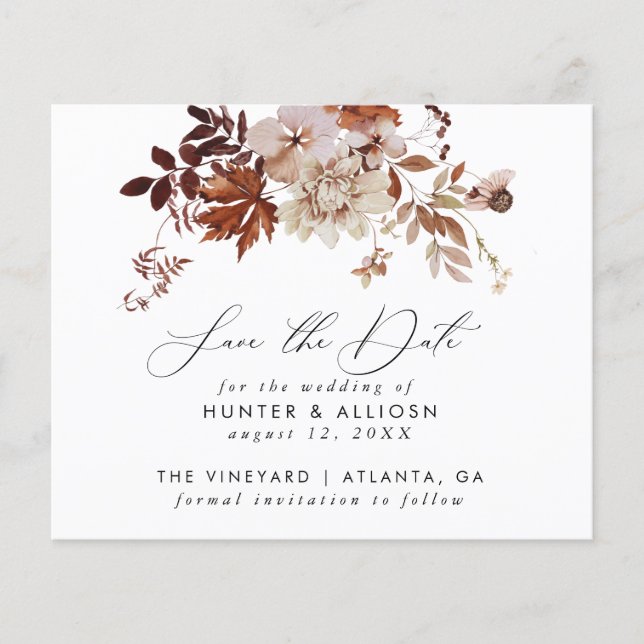 Fall Floral Save the Date Flyer (Front)