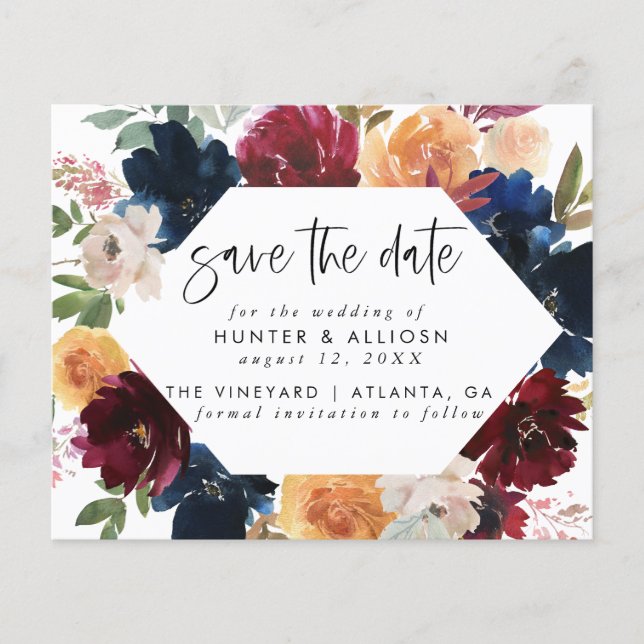 Fall Floral Save the Date Flyer (Front)