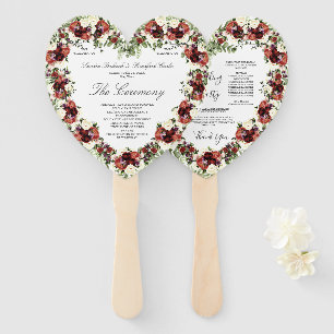 Fall Floral Soft Terracotta Cream Burgundy Heart H Hand Fan