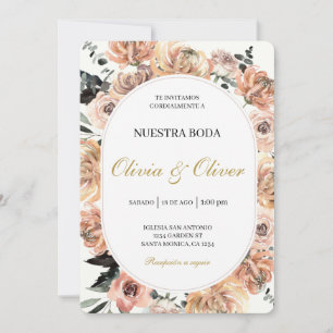 Fall floral spanish wedding  invitation