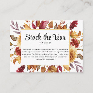Fall Floral Stock the bar Bridal Shower  Enclosure Card