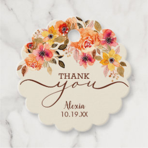 Fall Floral Swag Shower Thank You Favour Tags
