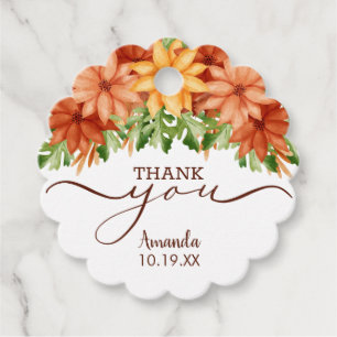 Fall Floral Swag Shower Thank You Favour Tags