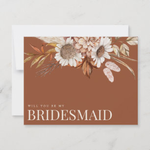 Fall Floral Terracotta Bridesmaid Proposal Card