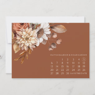 Fall Floral Terracotta Save the Date Wedding Card
