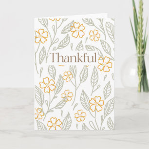 Fall Floral Thankful Thanksgiving Greeting Card
