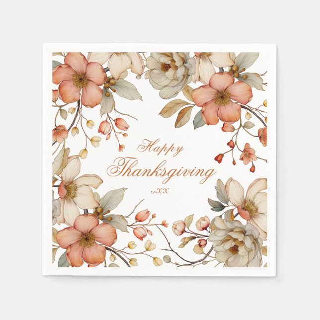 Fall Floral Thanksgiving  Napkin (Front)