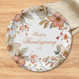 Fall Floral Thanksgiving Paper Plate