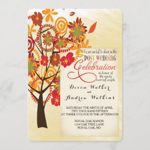Fall Floral Tree Wedding Reception Only Invitation