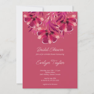 Fall floral, Viva Magenta Bridal Shower Invitation