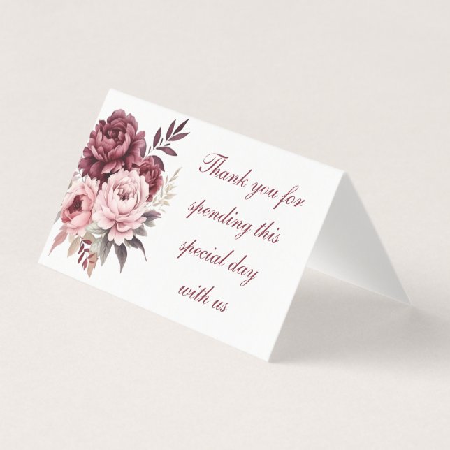 Fall Floral Watercolor Burgundy Peony Wedding (Front)
