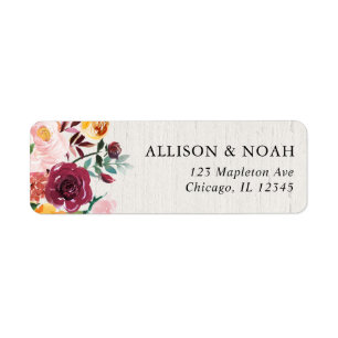 Fall floral watercolor rustic burgundy wedding
