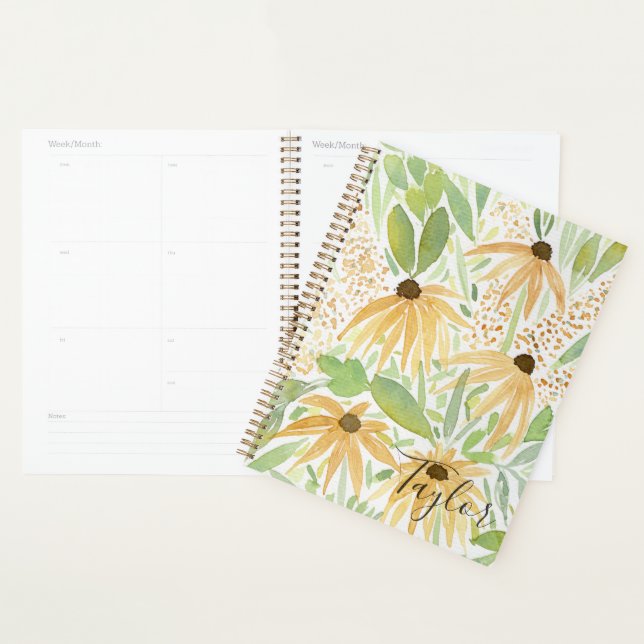 Fall Floral Watercolor Sunflowers Planner (Display)
