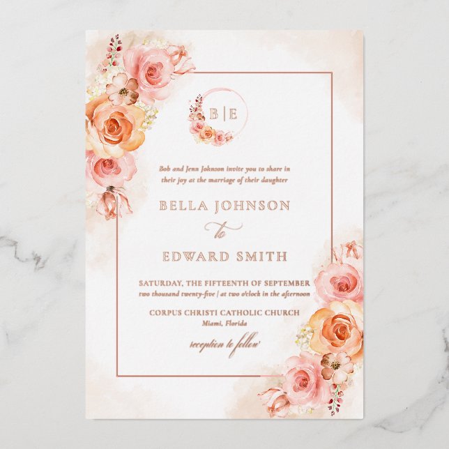 Fall Floral Watercolor Wedding (Front)