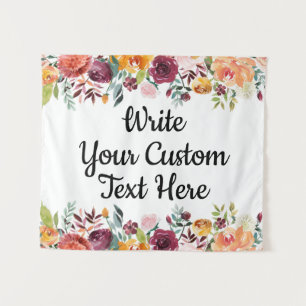 Fall Floral Wedding Backdrop Boho Photo Booth Prop Tapestry