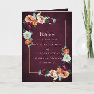 Fall Floral Wedding Booklet Program Programme