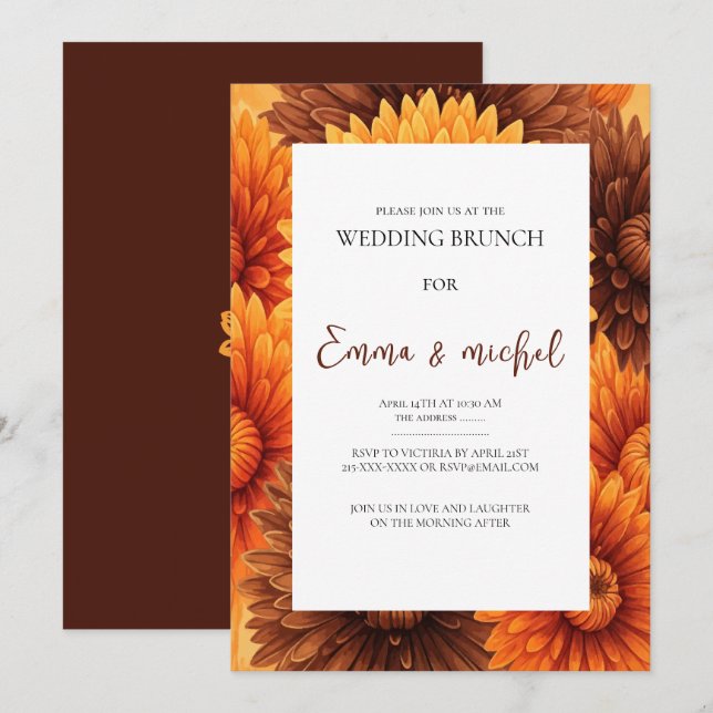 Fall Floral Wedding Brunch Invitation (Front/Back)
