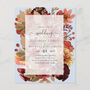 Fall Floral Wedding - Burgundy Orange BUDGET Flyer