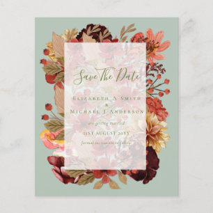 Fall Floral Wedding - Burgundy Orange BUDGET Flyer