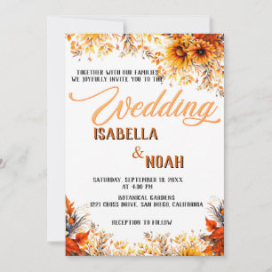 Fall Floral Wedding in season / Boho flowers Invitation