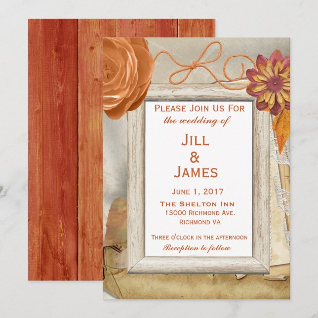 Fall Floral Wedding Invitation (Front/Back)