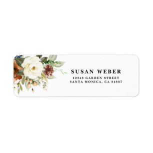 Fall Floral wedding invitation Label