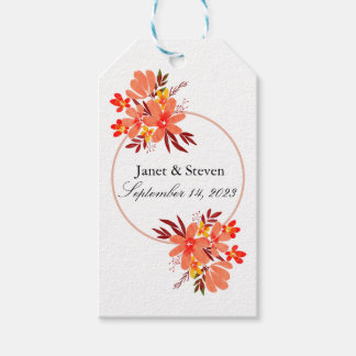 Fall Floral Wedding Orange Gold Brown  Gift Tags
