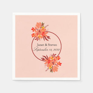 Fall Floral Wedding Orange Gold Brown  Napkin