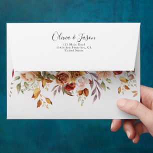 Fall floral Wedding Personalised Envelope