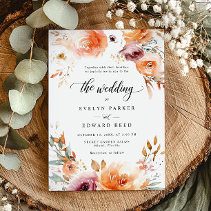 Fall Floral Wedding Rustic Botanical Boho Chic Invitation