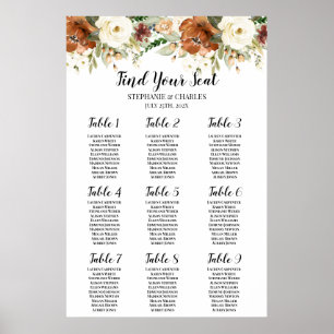 Fall floral Wedding Seating Chart