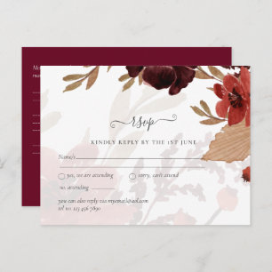 Fall Floral Wedding Suite Terracotta Burgundy Red Postcard