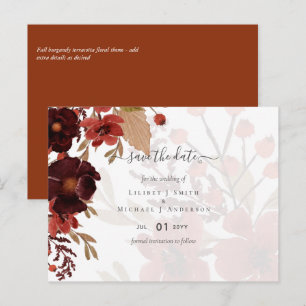 Fall Floral Wedding Suite Terracotta Burgundy Red Postcard