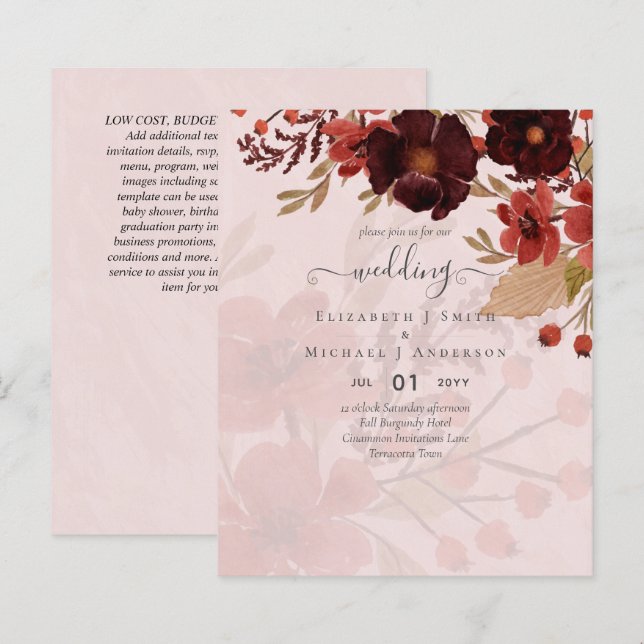 Fall Floral Wedding Terracotta Burgundy Red (Front/Back)