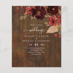 Fall Floral Wedding Terracotta Burgundy Red Flyer