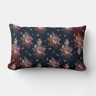Fall Floral White/Burgundy/Navy Lumbar  Pillow