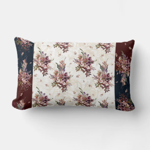 Fall Floral White/Burgundy/Navy Lumbar  Pillow