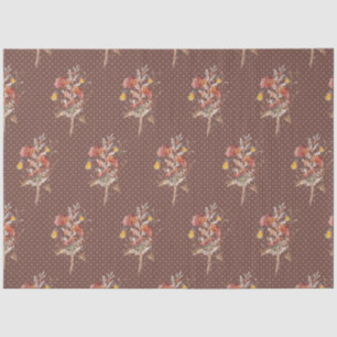 Fall Floral Wildflower Butterfly Brown Decoupage Tissue Paper