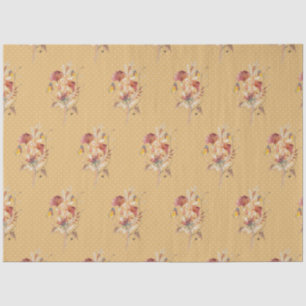 Fall Floral Wildflower Butterfly Mustard Decoupage Tissue Paper
