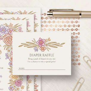 Fall Floral Wildflowers Diaper Raffle Shower Enclosure Card